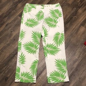 Willi Smith Pants Cropped Palm Leaf Print SZ 10 Like New!